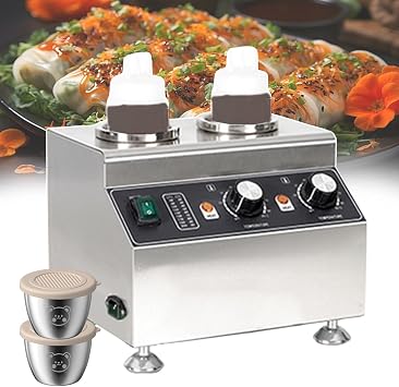 Electric Sauce Bottle Warmer, Commercial Food Warmer Sauce Dispenser Heating Machine 86-185F Adjustable for Snack Or Dish, Uniform Warming 80W/160W/240W, Come with 2 x Sauce Box,2-grid