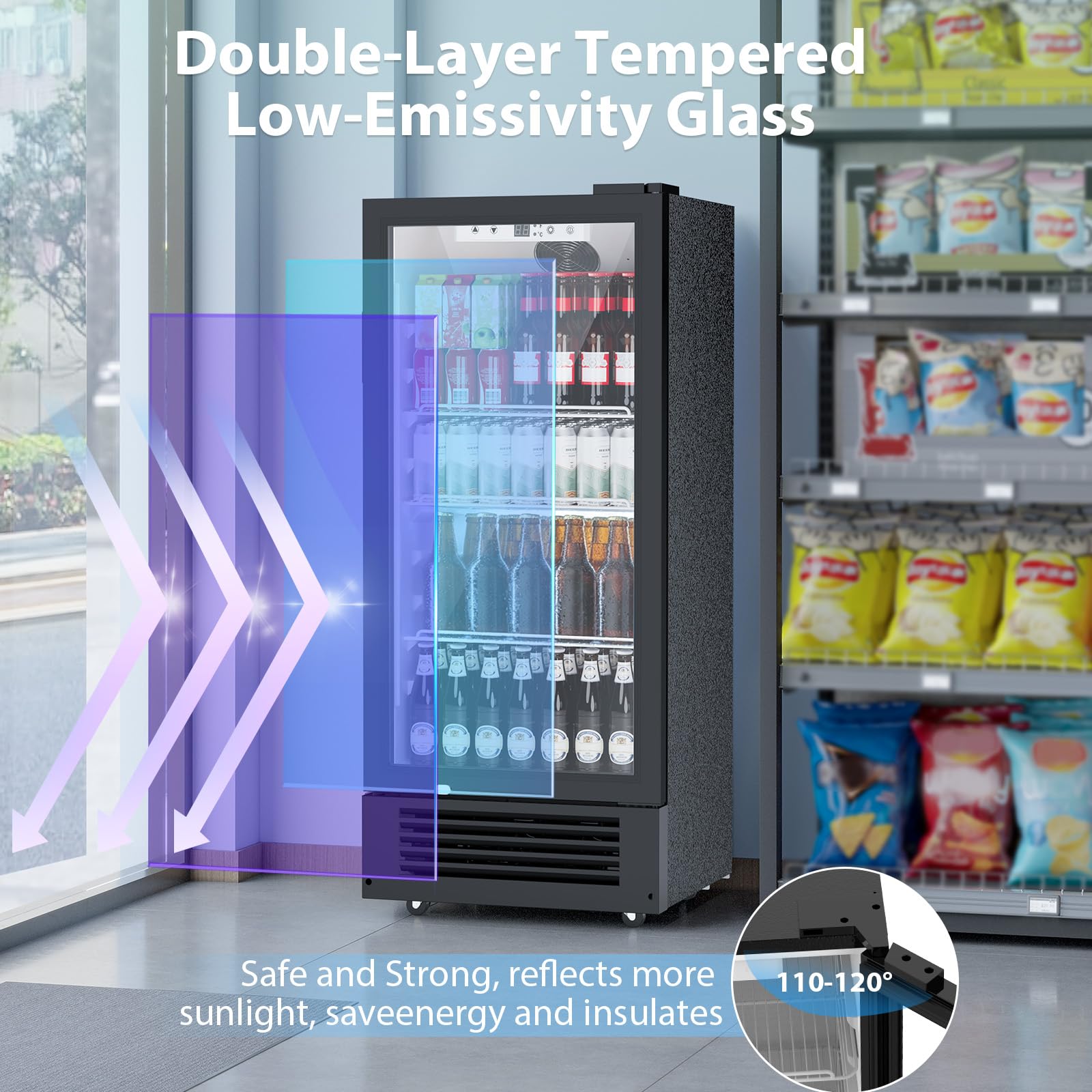 Cowsar 6 Cu.Ft. Beverage Refrigerator, Refrigerator Display With Double-Tempered Glass Door Glass Door Fridge W/Adjustable Shelves For Bar Restaurant Office,Etl Listed on Fridge.com - View 4