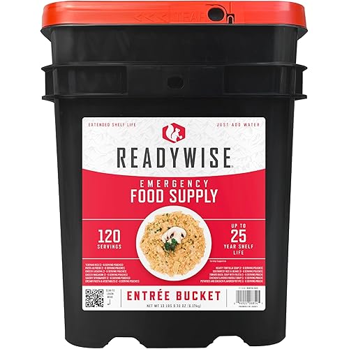ReadyWise Emergency Food Supply - 120 Servings Favorites Sample Bucket, Survival Food Kit, Freeze Dried Prepper Food & Dehydrated Meals for Camping Essentials & Backpacking, up to 25 Year Shelf Life