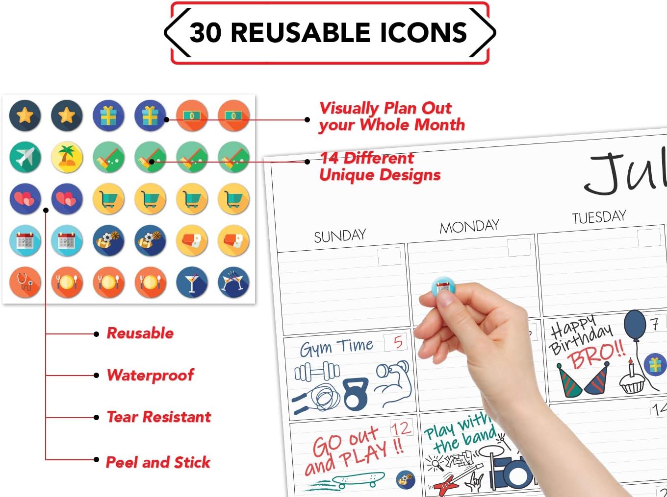 X Large Dry Erase Wall Calendar - 24"x 36" Premium Giant Oversized Undated Erasable Deadline Task Calendar for 2022 - Jumbo Monthly Task Organizer Planner for Home, Business & Dorm Room : Office Products