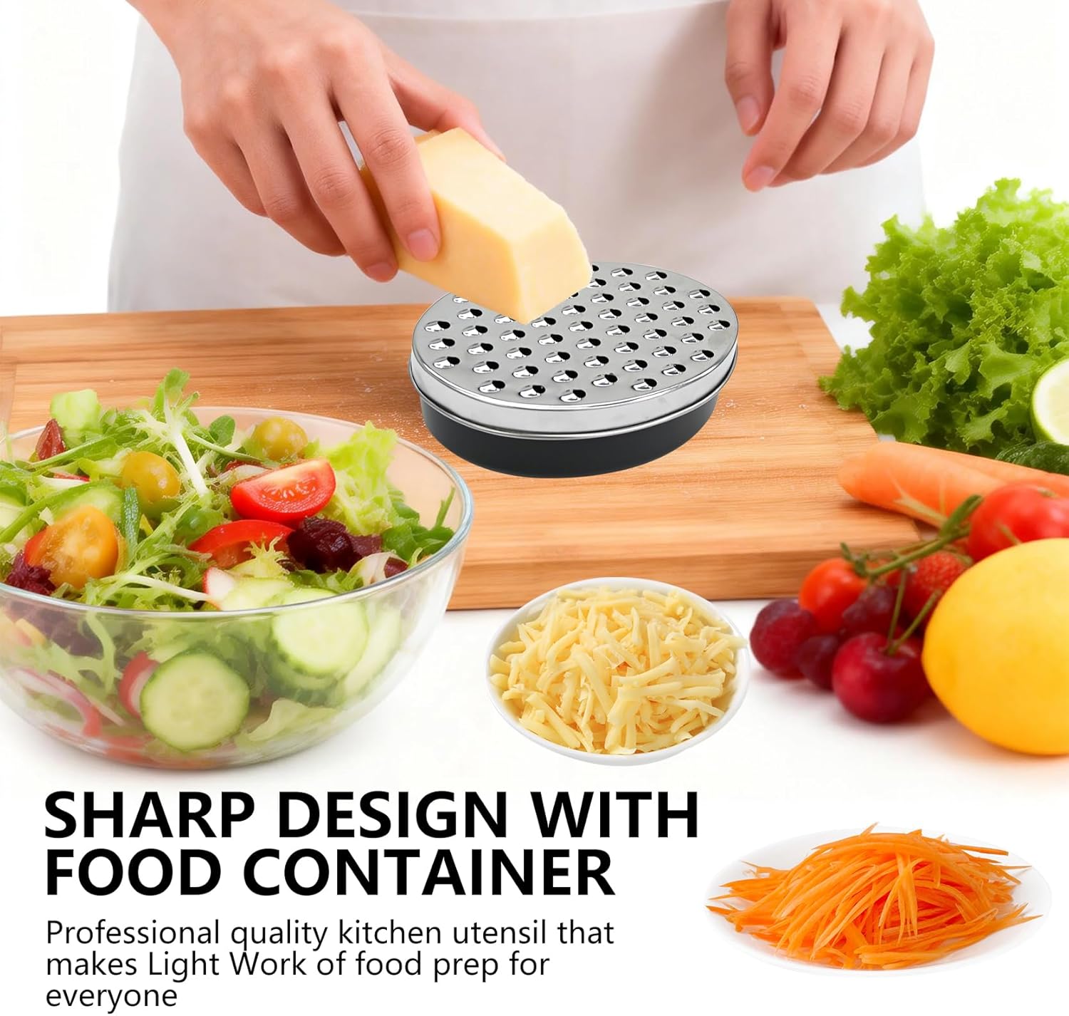 Armo® 2 in 1 Cheese Grater with Storage Container Vegetable Ginger Garlic Chopper