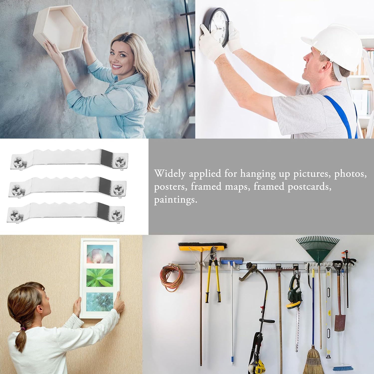 Toddmomy 100pcs Serrated Picture Frame Hangers with Screws, Silver Wall Hooks for Hanging Canvas and Photo Frames, Heavy Duty Hardware for Home Decoration