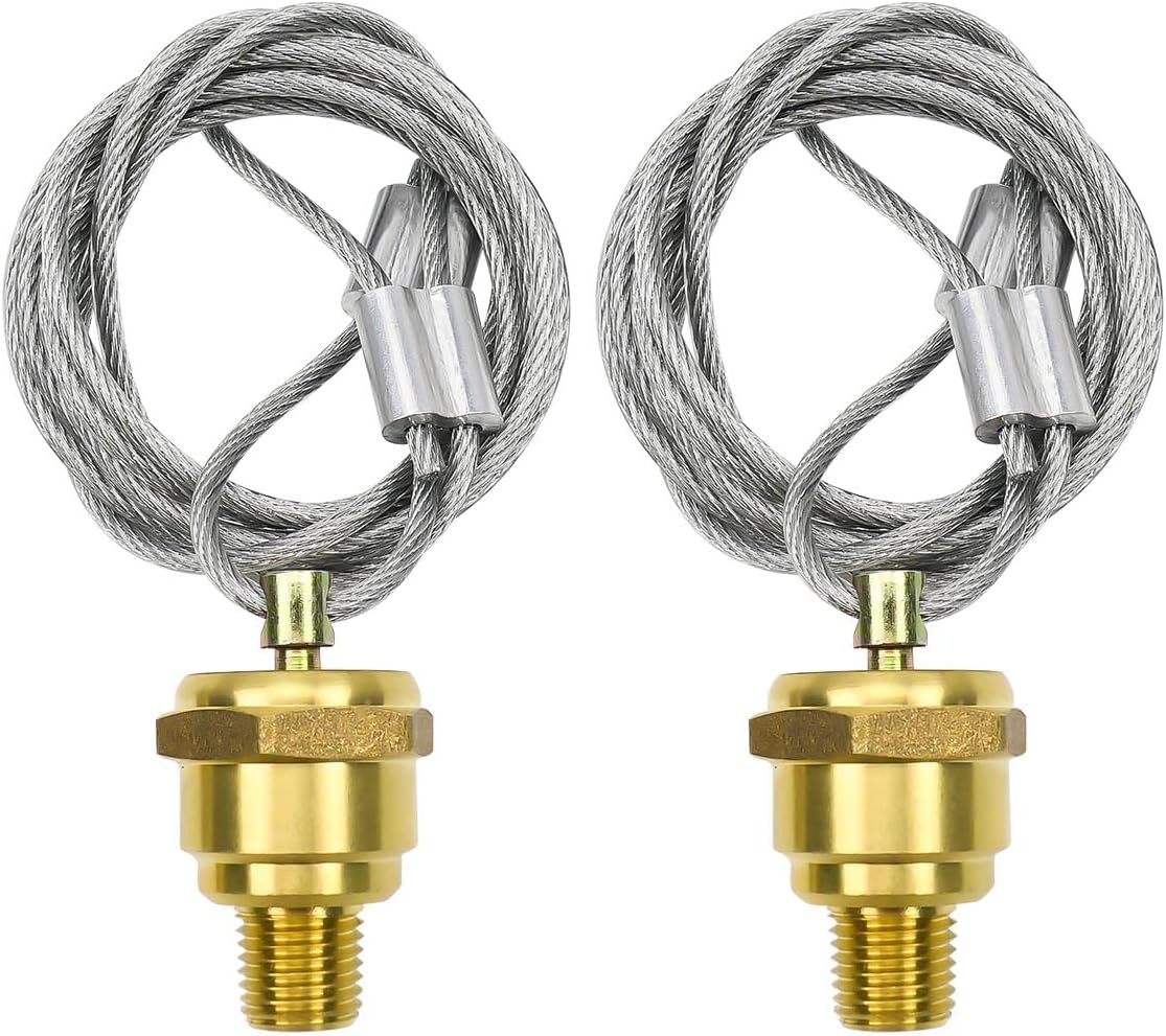 2 Pack of ¼” NPT Air Tank Drain Valve with 60" Cable, Air Brake Reservoir Drain Valve Air Compressor Drain Valve For Semi Trucks Replaces Haldex 12105 N3613AD