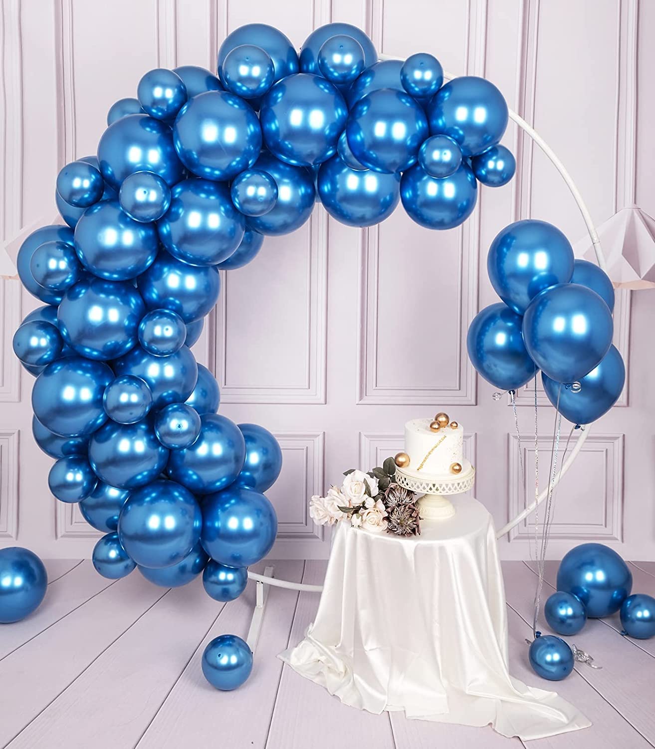 Helium Shiny Thicken Latex Metallic Balloons- 50 Pieces -12in (Chrome Blue)