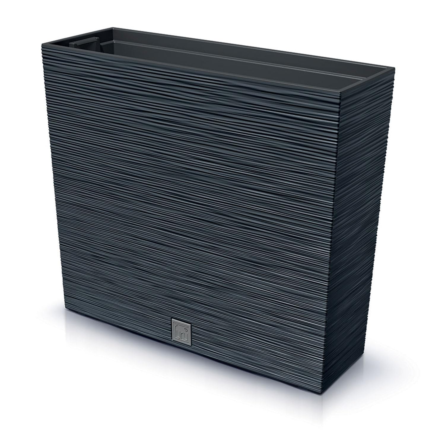 IMJ-Global Furu Case Lot de 3 macetas rectangulares de plástico, 58 x 18 x 49,8 cm, para interior/exterior, negro, 44 litros, diseño moderno