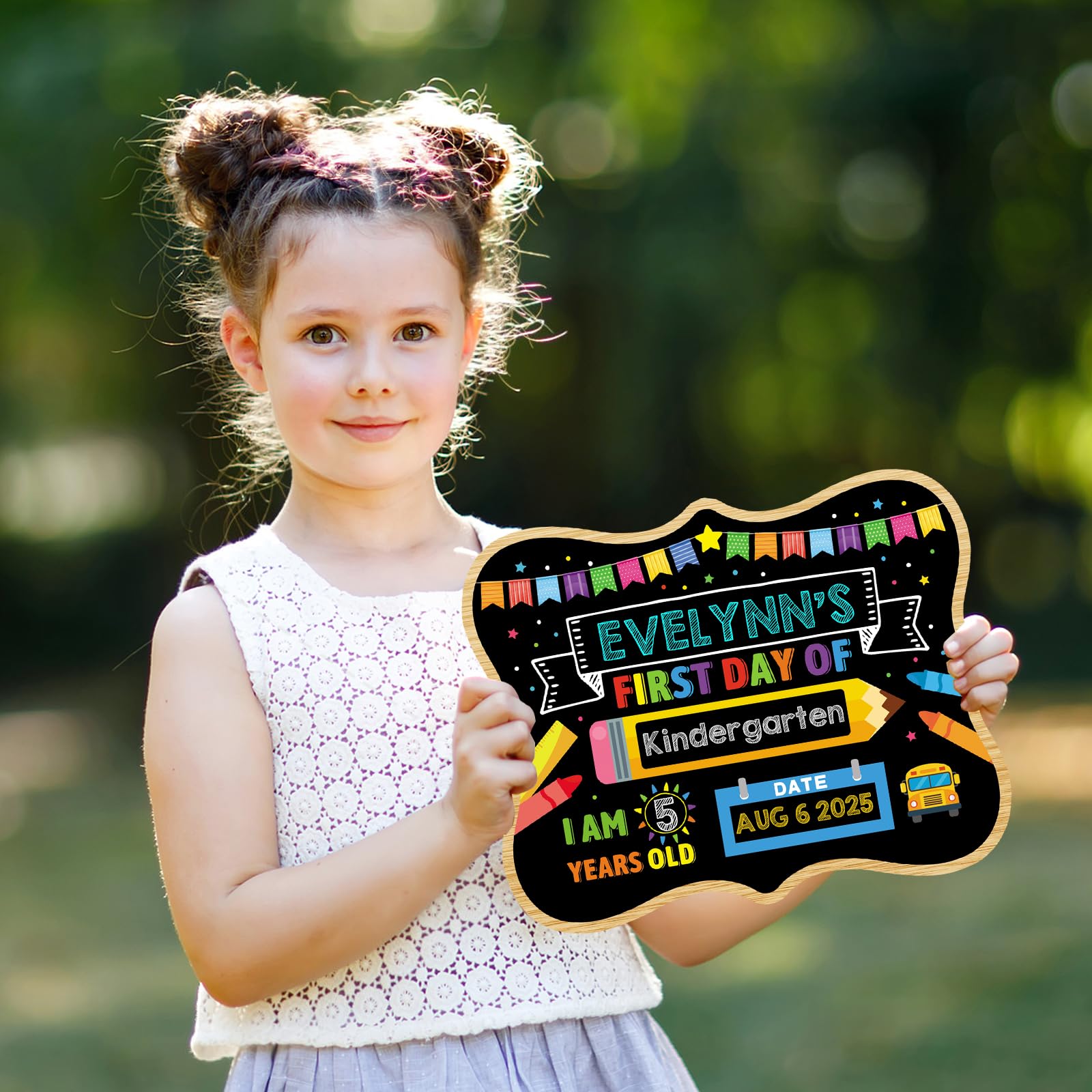 JUESMOS First & Last Day of School Chalkboard Sign 9.4"x11.8" Back to School Board Sign for Kids Reusable Board Signs for 1st Day of Kindergarten Preschool Gifts for Kids Children Photo Props Signs