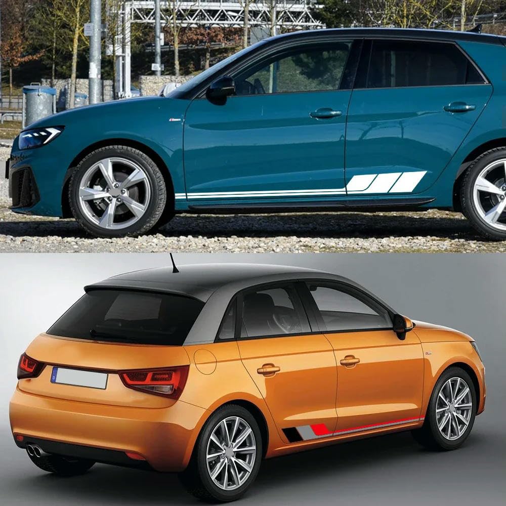 2 Bandes Latérales Autocollantes Pour Audi A1 Quattro Sport - Sticker BD424-10, Neuf, Fabriqué En France