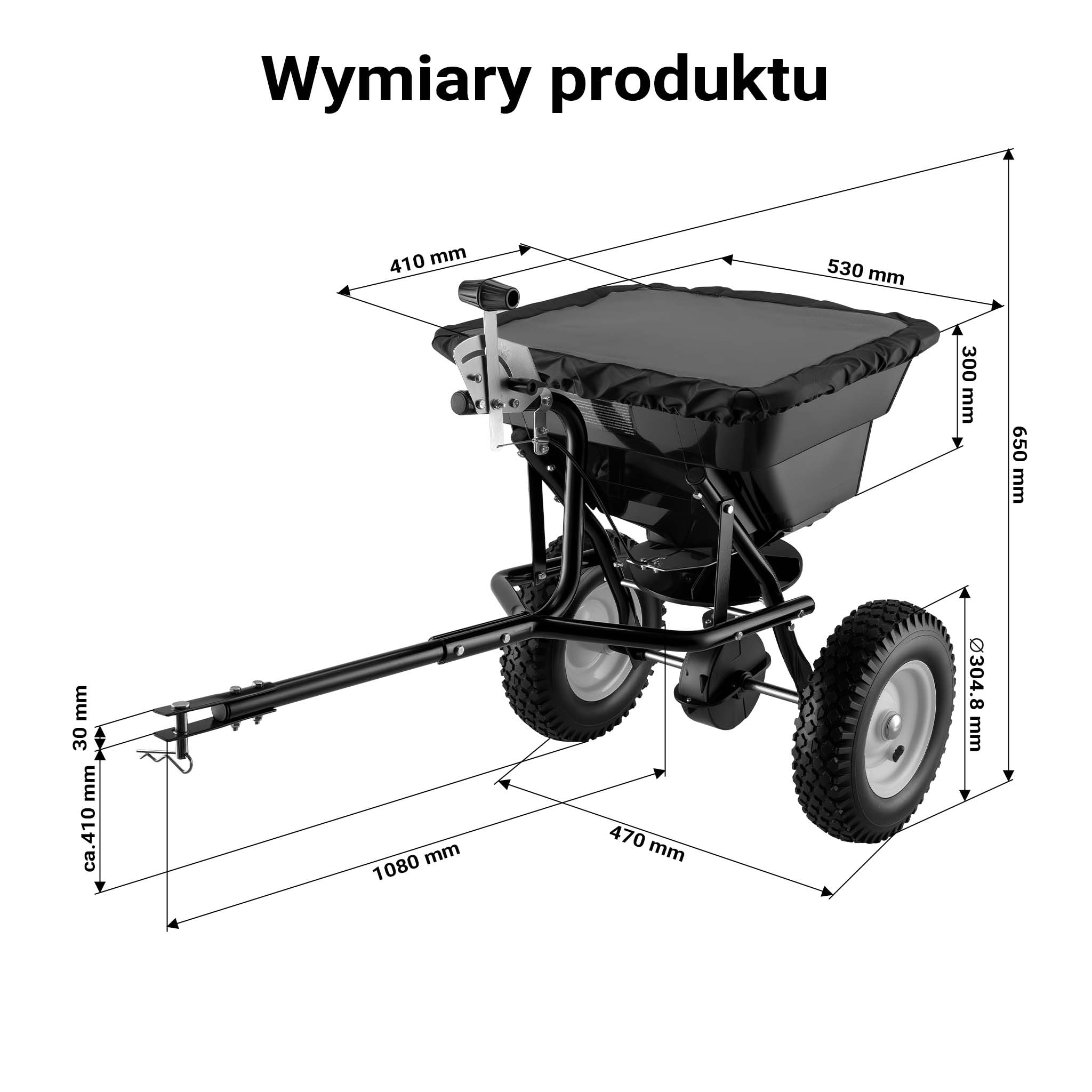 Siewnik rozsiewacz GT1507 do równomiernego rozsiewania nawozów nasion soli drogowej i piasku 29l