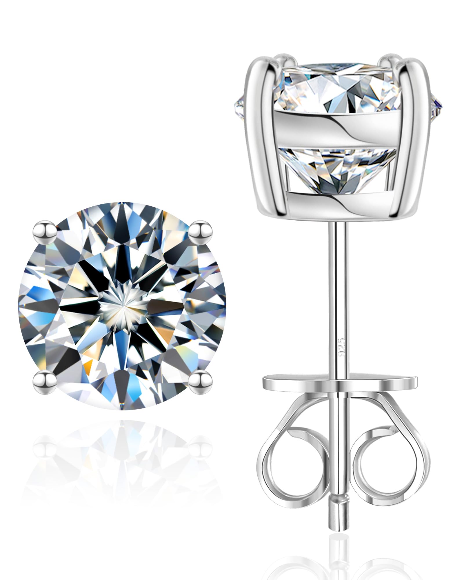 SHOWNII Moissanite Stud Earrings 14K Gold Plated Sterling Silver Earrings for Women