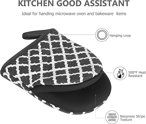 Miniatura 4 de Qulable 1 par de guantes cortos para horno, guantes de silicona para horno de cocina, resistentes al calor, 500 , mini guantes para horno con