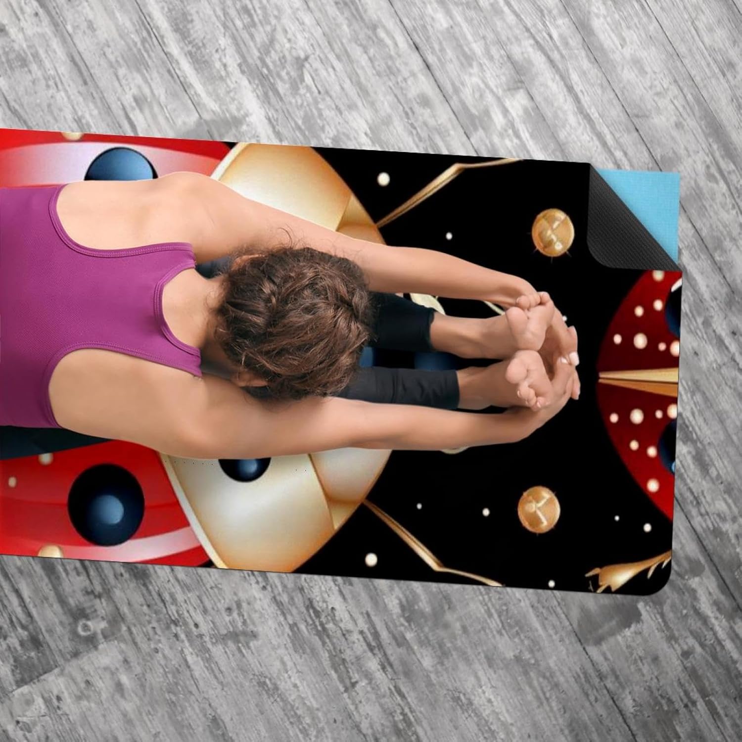 Yoga Towel, Ladybug Pattern Non Slip Sweat Absorbent Hot Yoga Mat Towel for Hot Yoga, Pilates and Fitness - 72.8" x 26.8"