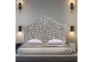 Cal King Headboard: An Exquisite Masterpiece Adorned with Intricate Arabic Flowers