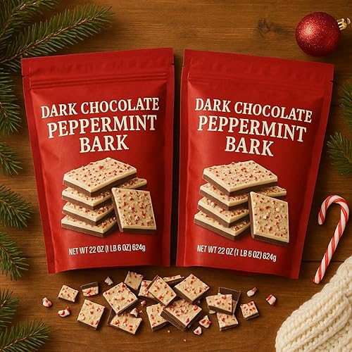 Miniatura 2 de Corteza de menta de chocolate negro  Paquete de 2 (22 onzas cada uno)  Golosinas festivas con menta real y rico chocolate negro  Perfecto para