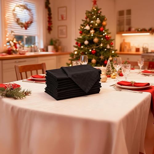 Vista 98 de Encasa XO Juego de 12 servilletas de tela color azul cobalto, 17 x 17 pulgadas, servilletas de cena de algodón de color sólido, servilletas de boda