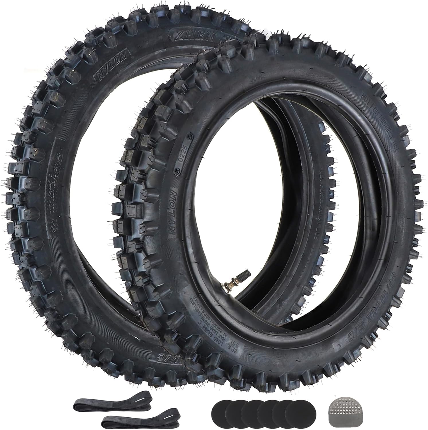 Motorcycle Rear Tire 3.00-12 80/100-12&Front Tire 2.50-14 60/100-14 for 90cc 110cc 125cc SSR CRF70 CRF110 XR70 KLX110 KX60 KX65 KX110 JR80 RM60 TTR90 TTR110 PW80 Dirt Pit Bike