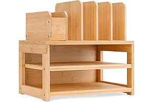 Adjustable 3-Tier Bamboo Desk Organizer for Office, Home, and School
