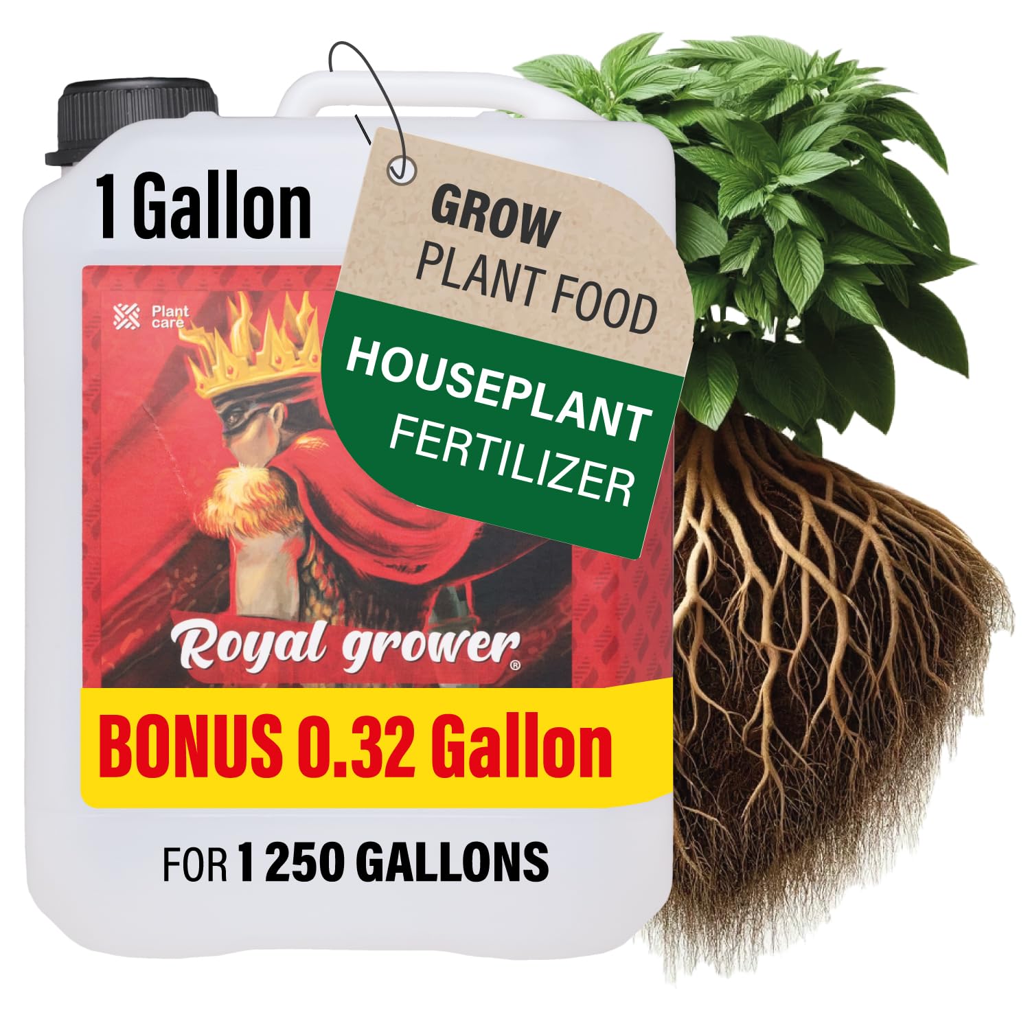 Royal Grower 3-1-6 Liquid NPK Plant Food, Grow Big Nutrients for Houseplants, Indoor & Outdoor Use, 1.32 Gallon