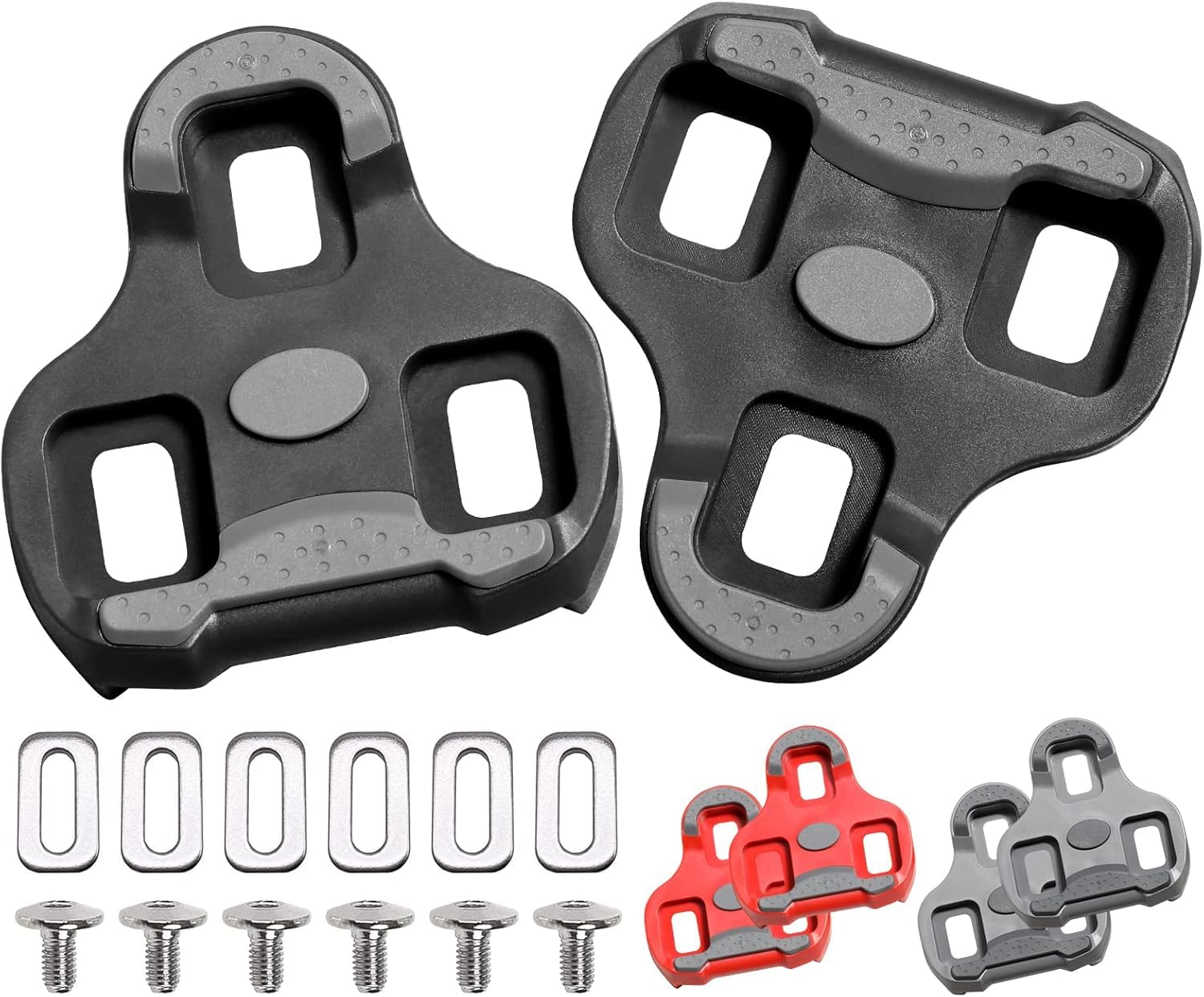 Tacobey Bicycle Cleats Compatible with Look KEO Grip Cleats, Indoor Outdoor Cycling & Road Bike Shoe Plate Set, Compatible with Keo Structure & Keo Pedals with Grip, Black 0° Float
