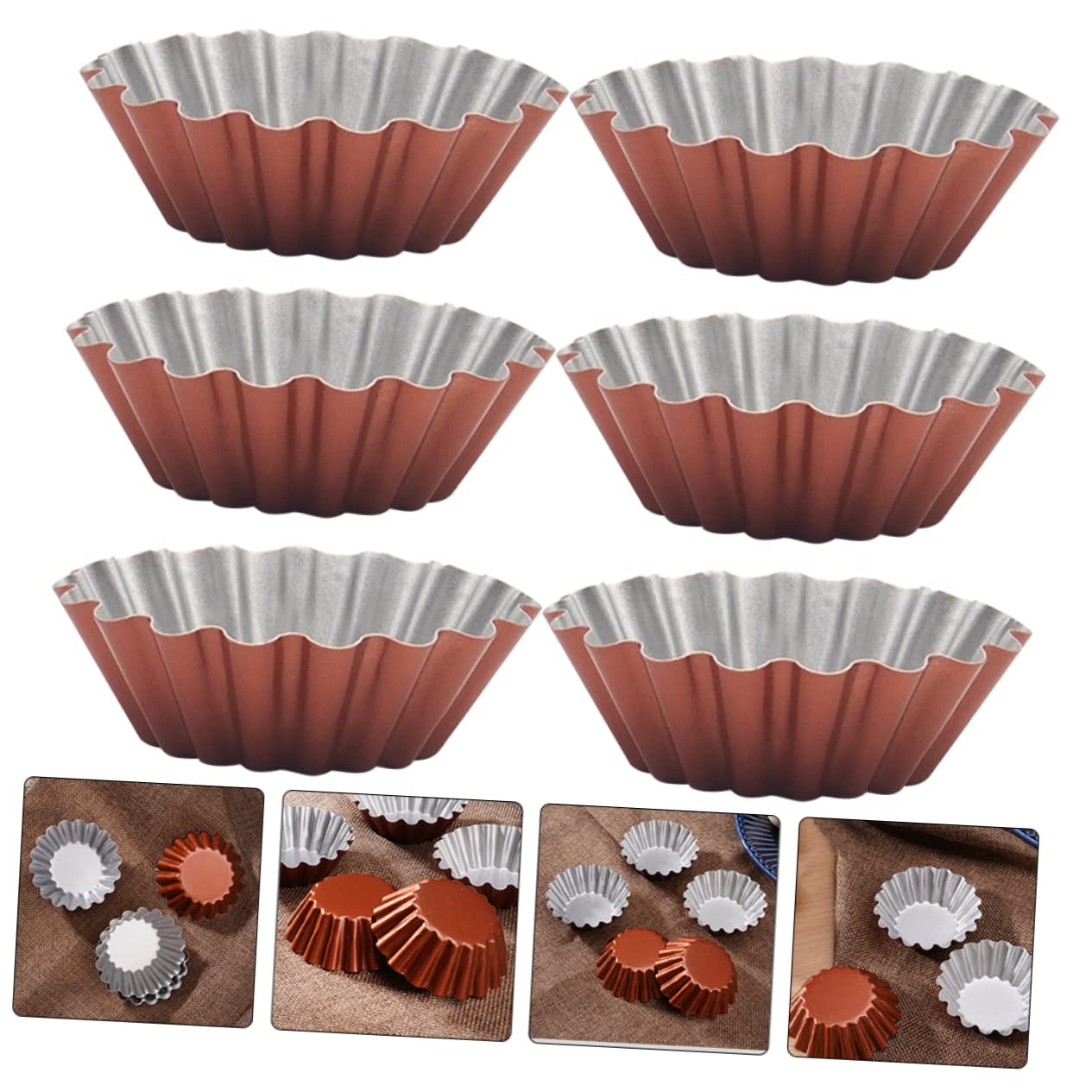 COLLBATH 2 Sätze Teiliges Muffinform Aus Karbonstahl Antihaft Egg Tart Form Für Cupcakes Pudding Und Desserts Für Zuhause Restaurant Und Bäckerei 6 Stücke * 2