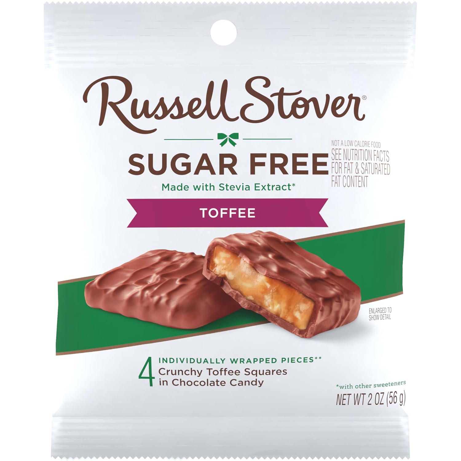 RUSSELL STOVER Sugar Free Toffee Squares in Chocolate Candy, 2 oz. bag (Pack of 10)