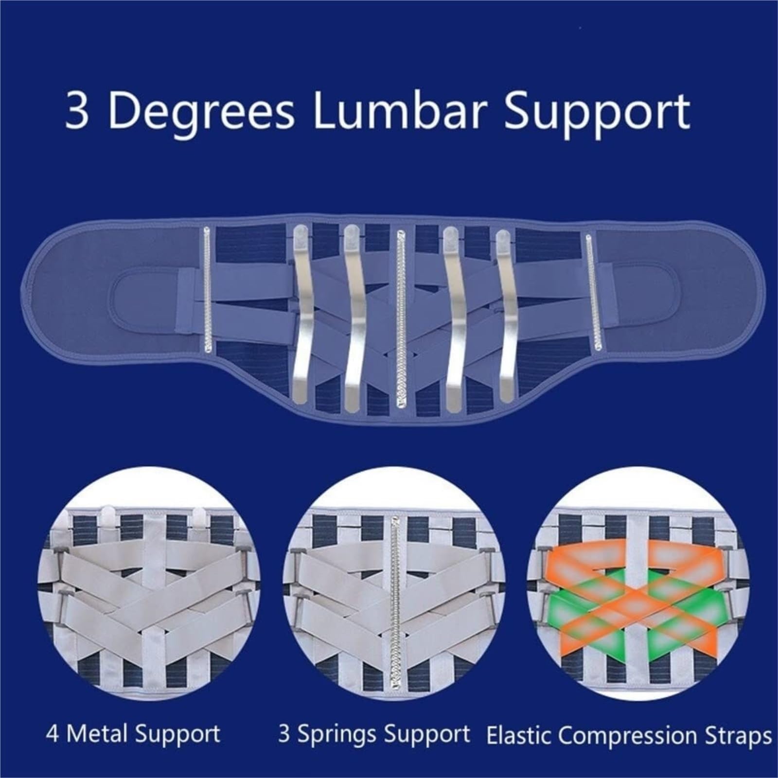 Faja Lumbar Cinturón De Soporte Lumbar con Correas De Tracción Dobles Extraíbles Y Férulas De Acero Cinturón Apoyo Lumbar(XL)