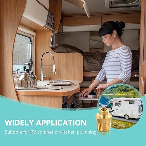 Miniatura 5 de Vfauosit - Reductor de 1/2 a 3/8, adaptador de grifo RV de 3/8 a 1/2, adaptador de línea de suministro de grifo de latón para manguera de agua de