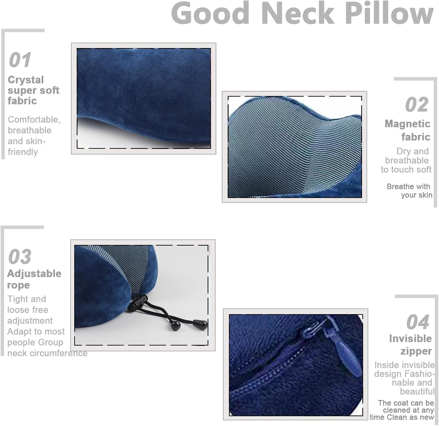 Reisekissen Nackenkissen Memory Foam Reisekissen Baumwolle Reise Nackenkissen Mit Aufbewahrungstasche Für Flugzeuge Nackenhörnchen(Blue)