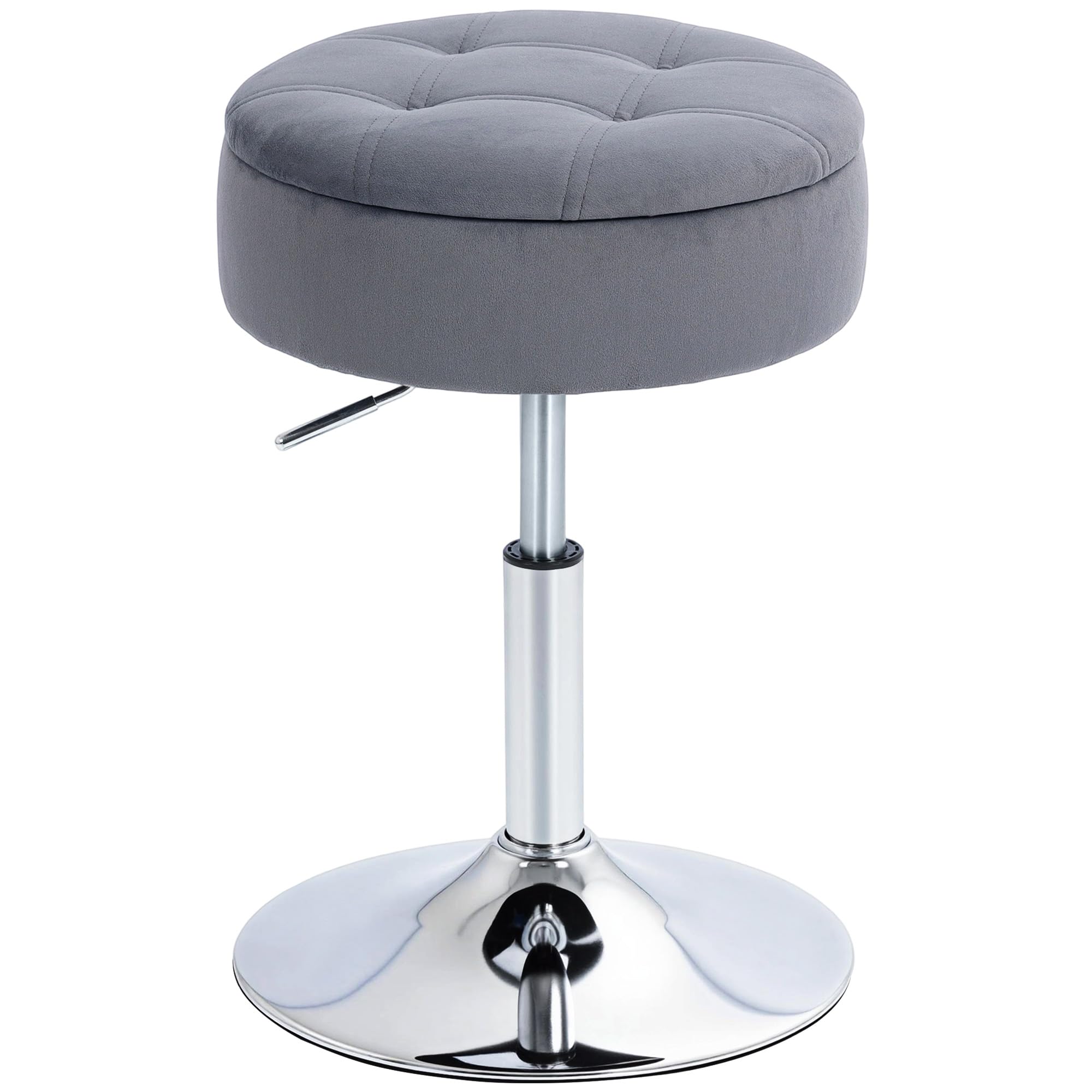 HOMCOM Sgabello da Bar con Altezza Regolabile e Vano Contenitore, Grigio