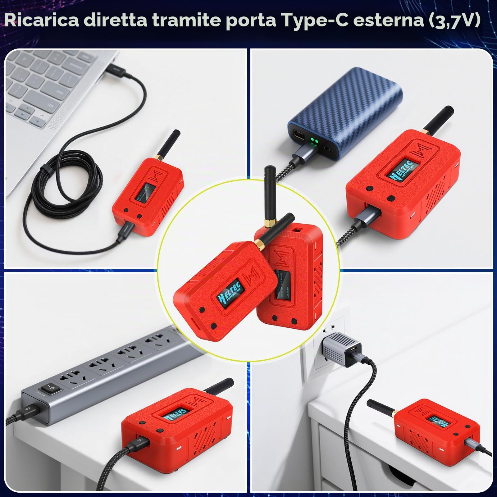 1 set di scheda modulo ESP32 Lora V3 con antenna da 915 MHz + batteria da 3000 mAh + custodia protettiva - WiFi Bluetooth SX1262 CP2102 0,96 pollici OLED tipo C per Arduino Lora Meshtastic IOT (N35