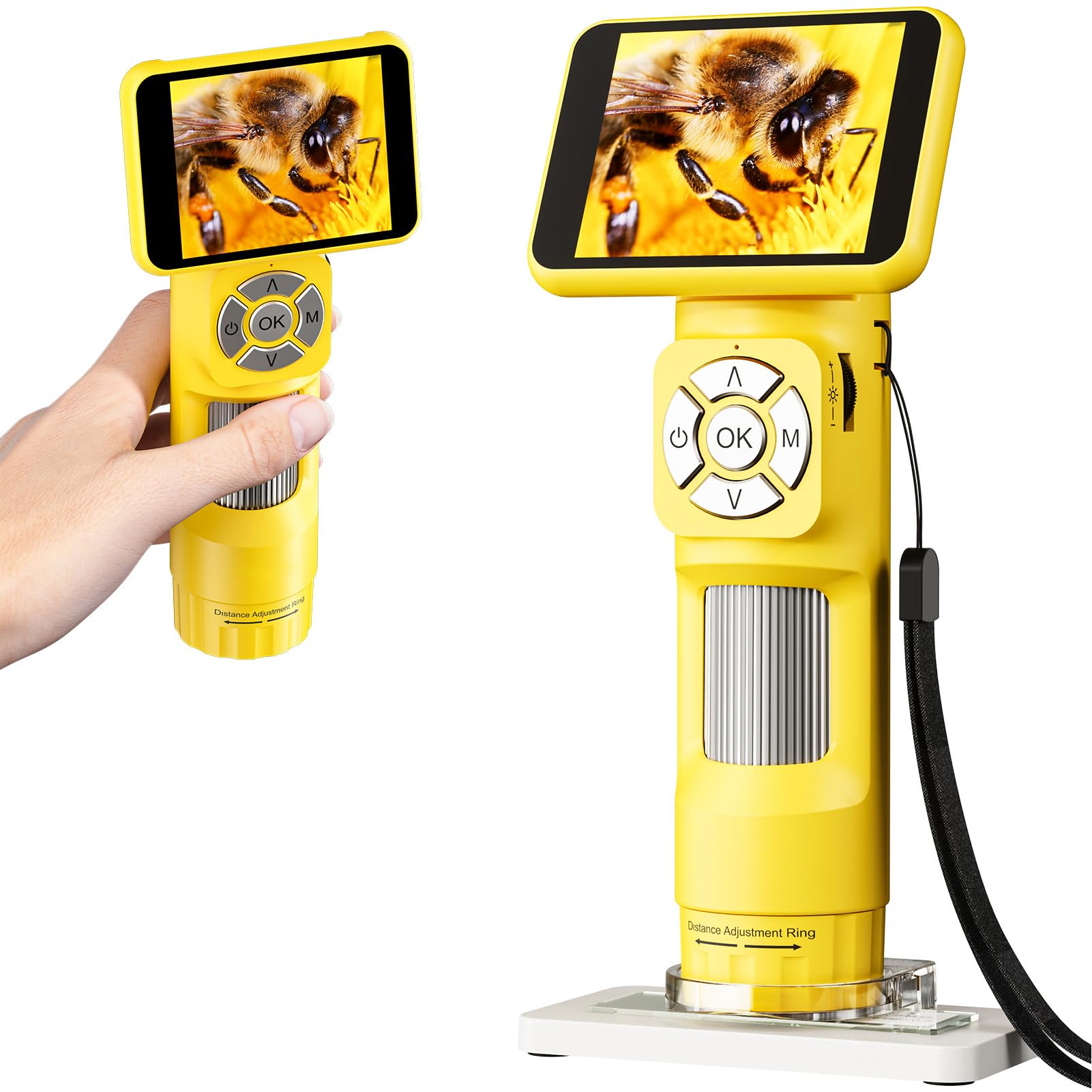 Digitales Mikroskop, tragbar, wiederaufladbar, 7,1 cm (2,8 Zoll), mit 8 LED-Lichtern