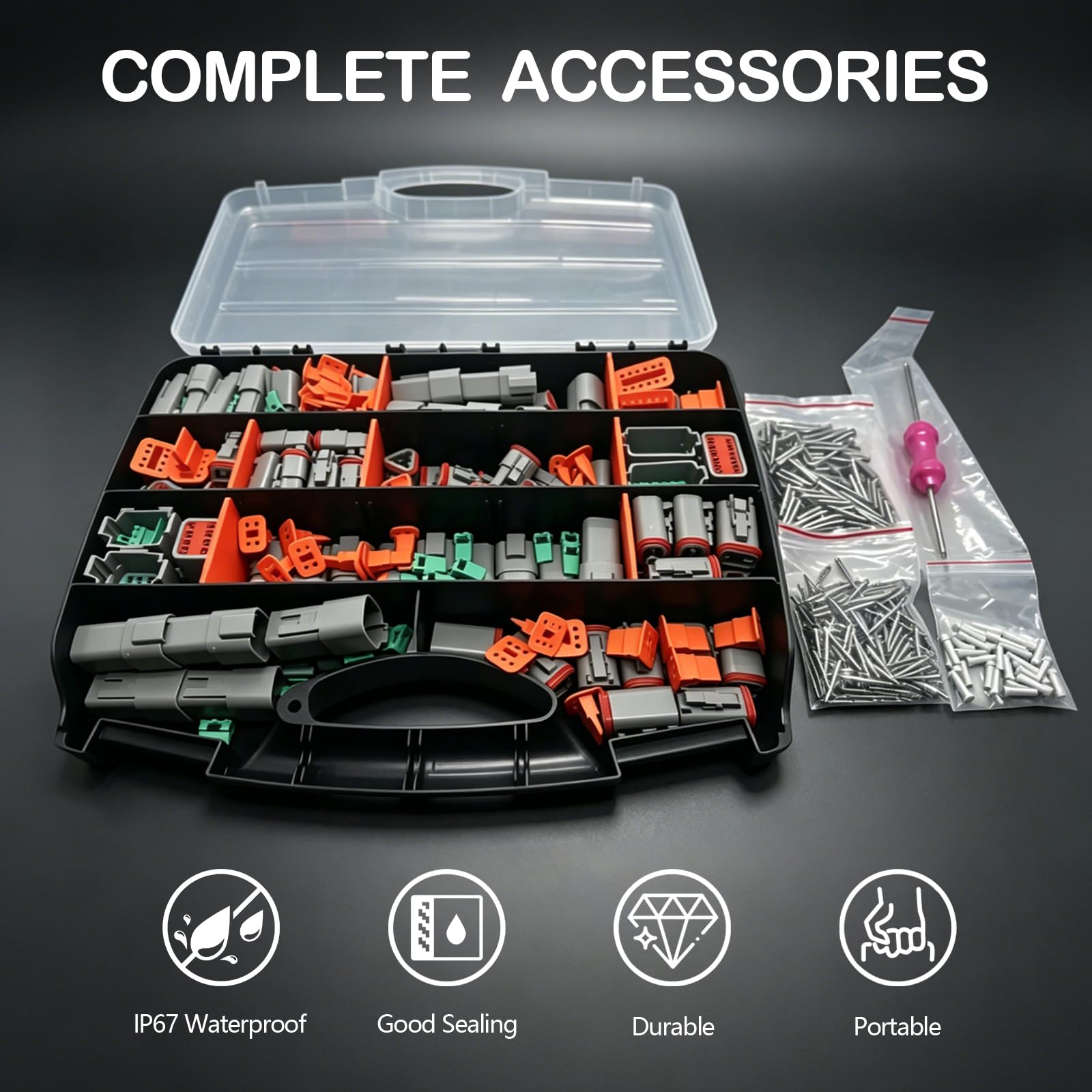 706 PCS Deutsch DT Conector Kit, IP67 Impermeable Deutsch Conector 2/3/4/6/8/12 Pines con Extractores, Deutsch Conector Terminal Kit para Coche, Camión, Moto, Kayak, Barco, Scooter