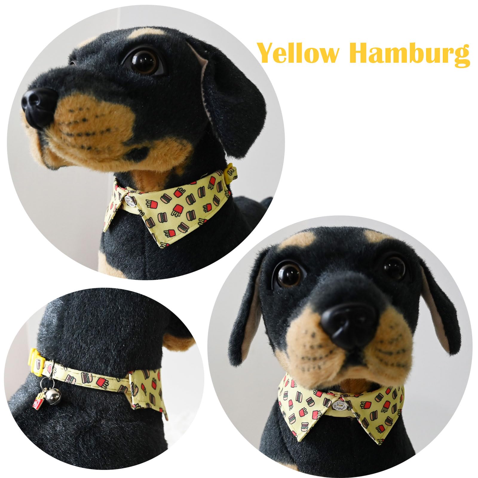 BT Bear Cute Style Small Dog Collar with Bell Adjustable Quick Release Cat Collars for Small Dogs Puppy,Yellow Hamburg - Image 4