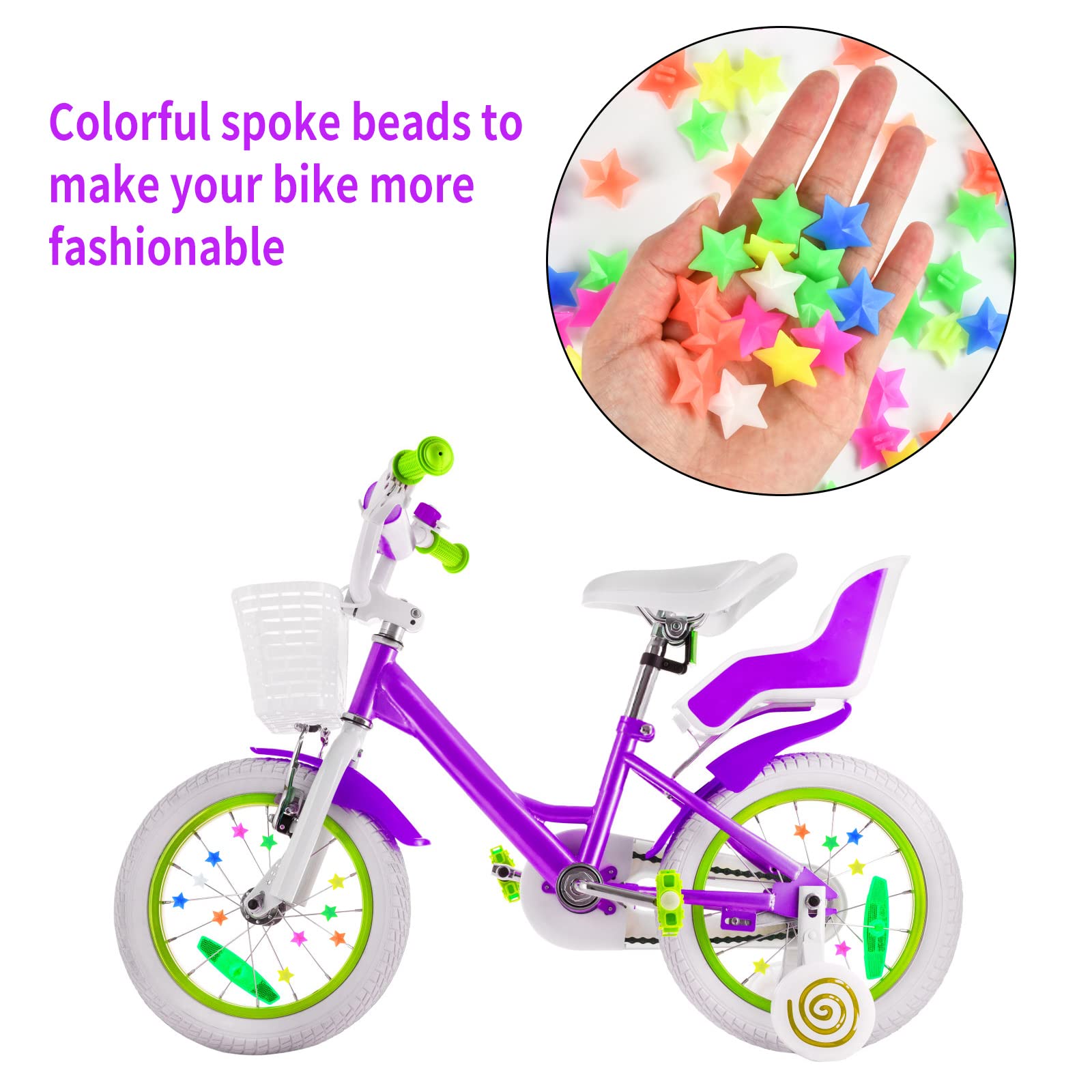 KATELUO 108 Pezzi Perline per Decorazione dei Raggi di Bicicletta,Decorazioni per Bicicletta,Decorazione Raggi Bicicletta,Bici Accessori per Raggi per Ruote per Bicicletta Bambino