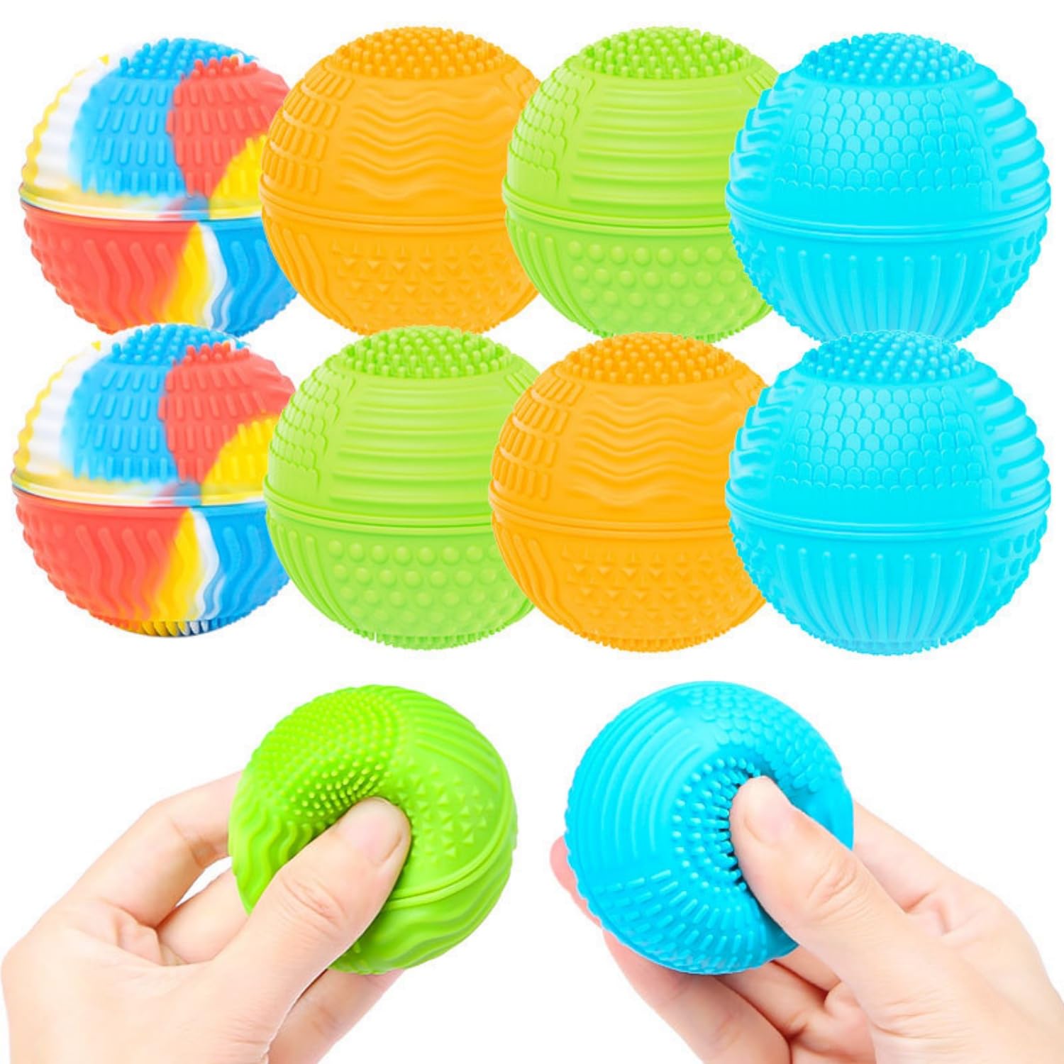 Silikonowa piłka do chwytania – sensoryczna piłka fidget do treningu mięśni dłoni – do biura – szkoły i domu (zestaw 6 szt.)