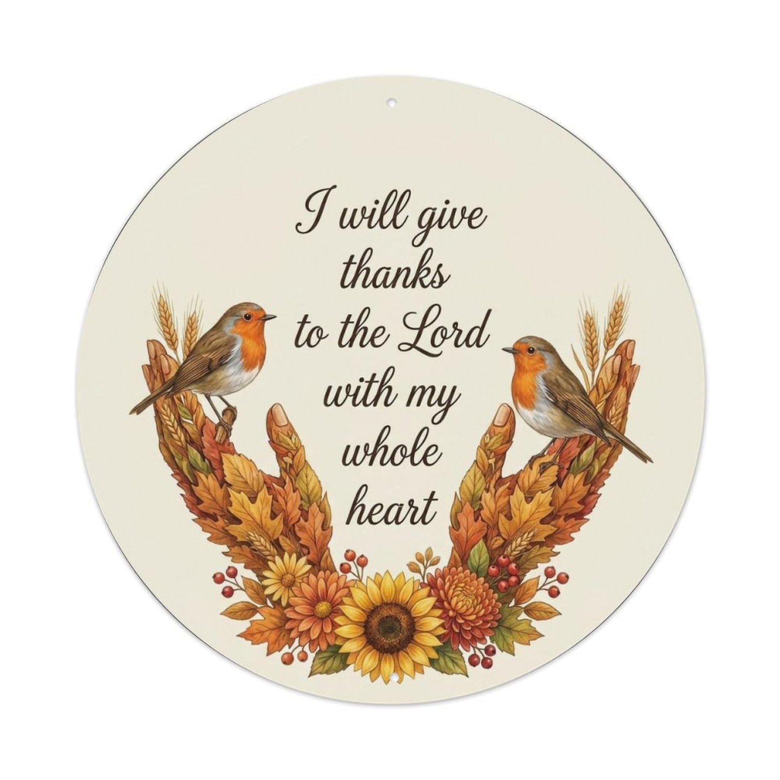 European Robin Garden Sign Heaven Love Thankful Metal Tin Sign