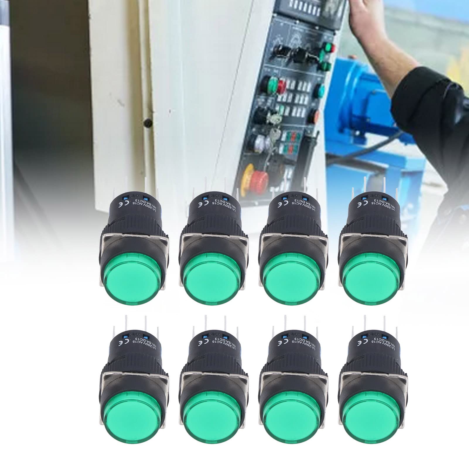 Set di Interruttore del Pulsante, 2 modalità di Azione da 16 mm Switch di Spinta momentaneo 8 Pin con Luce for Il Controllo