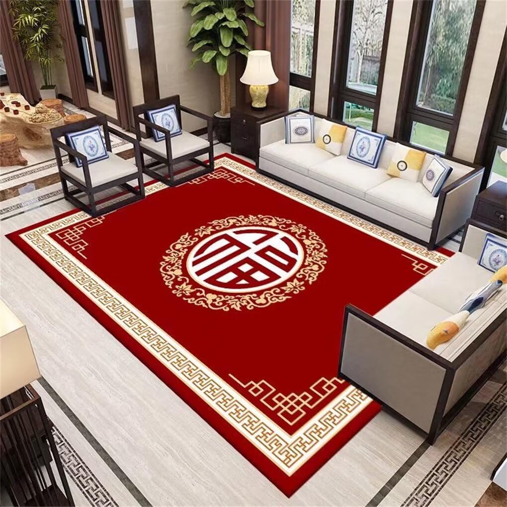 Tapis salon pas cher antidérapant rouge 120x120 et tapis couloir lavable