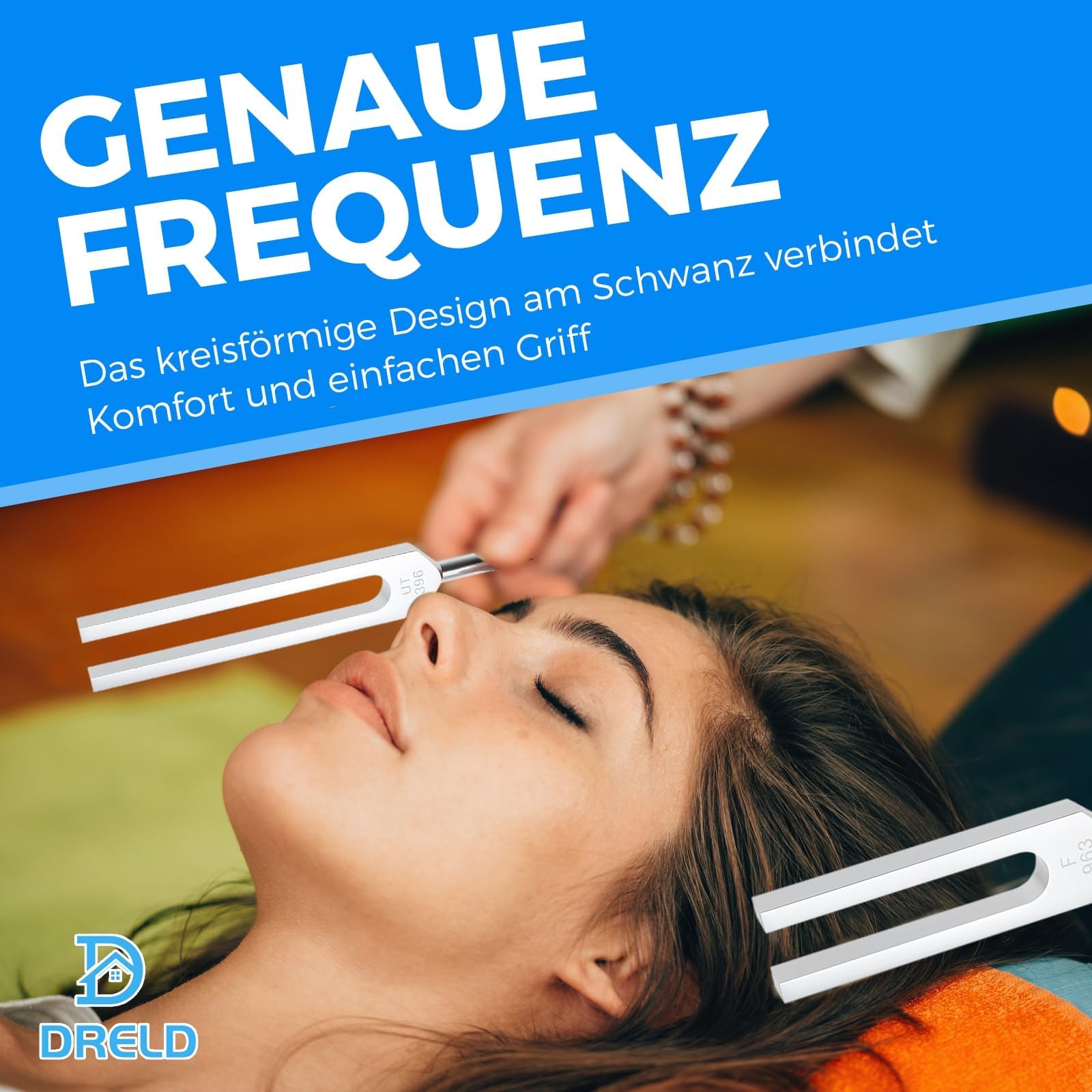 DRELD 5 Stimmgabel Set, Chakra Stimmgabel mit Holzständer, Aluminiumlegierung Tuner mit Silikonhammer Inbusschlüssel, für Heilung Klangtherapie Ausgleich Vibration (256HZ, 259HZ, 262HZ, 267HZ, 271HZ)