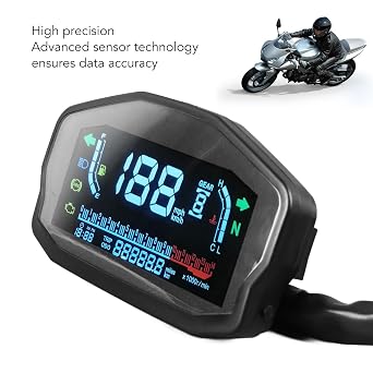 Motorcycle Digital Speedometer, Motorcycle Instrument Cluster Speedometer Tachometer LCDWater Temperature Oil Level Meter, Gauge Cluster