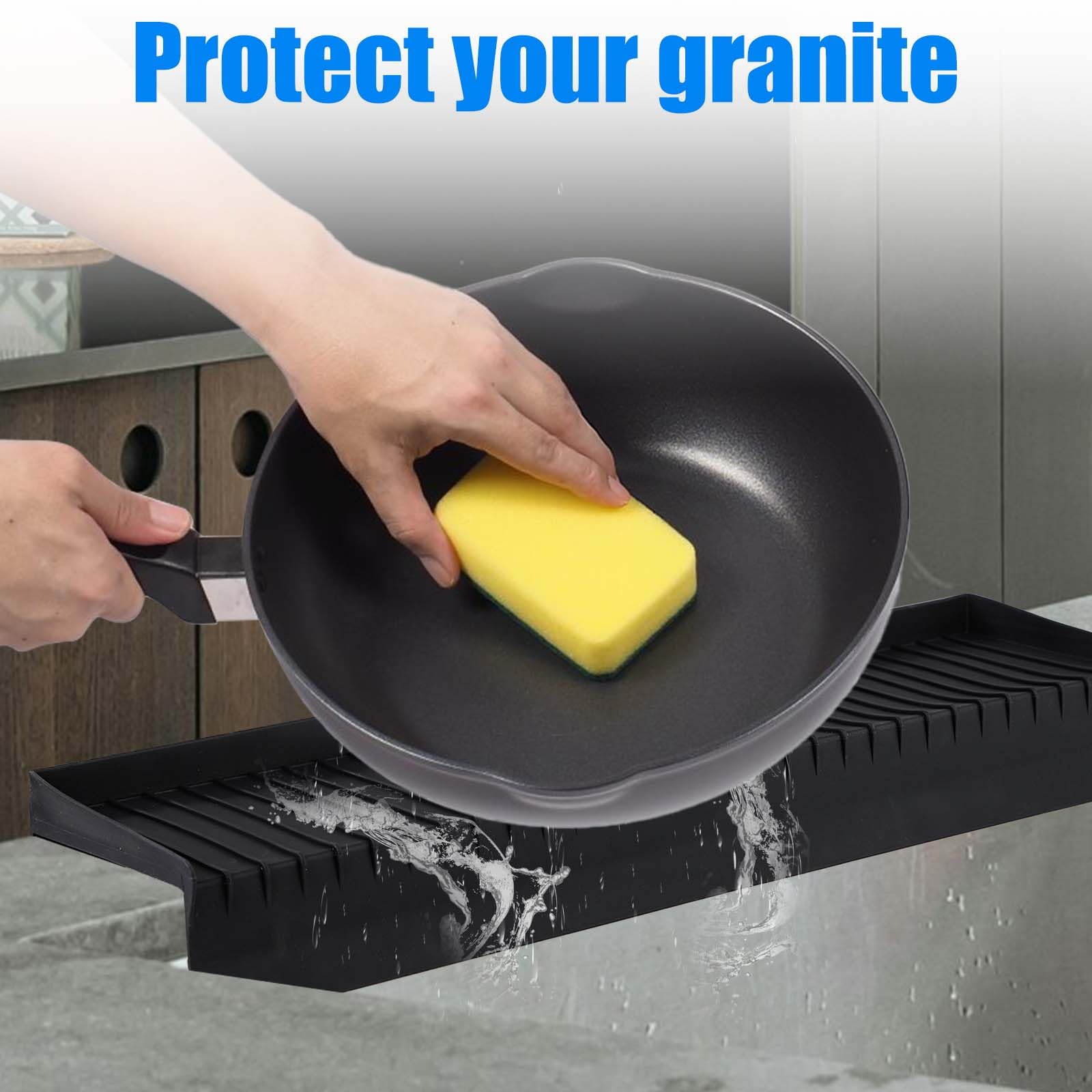 Protezione Bordo Lavello In Silicone - Antischizzi Per Cucina, Bagno, Piano Lavoro | Nero