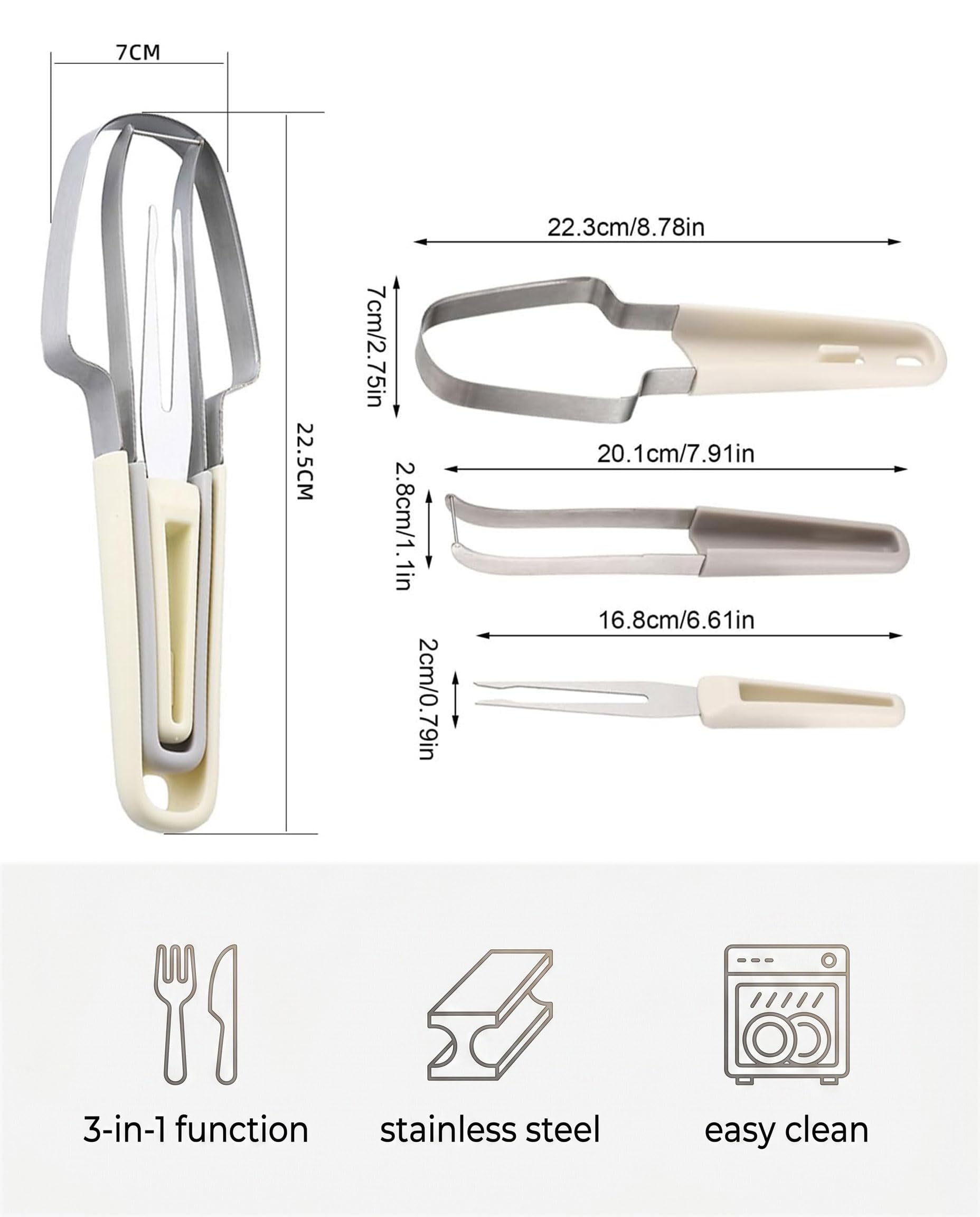 Cuchillo de Fruta, Cuchillo para Cortar Frutas Acero Inoxidable, Herramienta de Cocina para Sandía, Melón, Papaya, Fruta del Dragón, Uso Doméstico Cocina