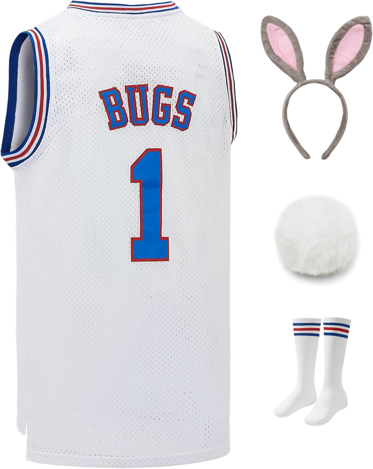 Youth Basketball Jersey Bugs #1 Moive Sport Jerseys Bunny Shirts for Kids medium White
