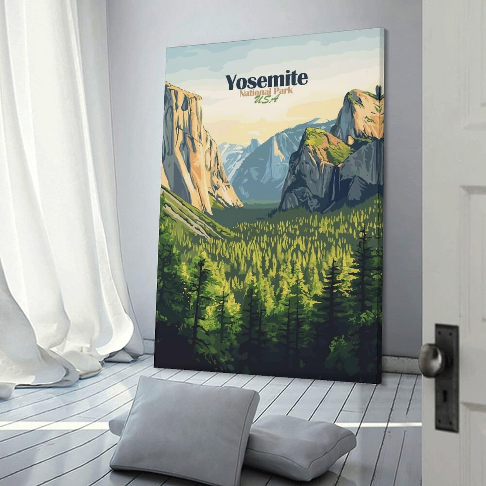 Junmoney Yosemite National Park Canvas Wall Art 24x36inch(60x90cm), for Wall Displays, Bedrooms Or Room Updates, Ideal for Building A Coordinated Art Wall