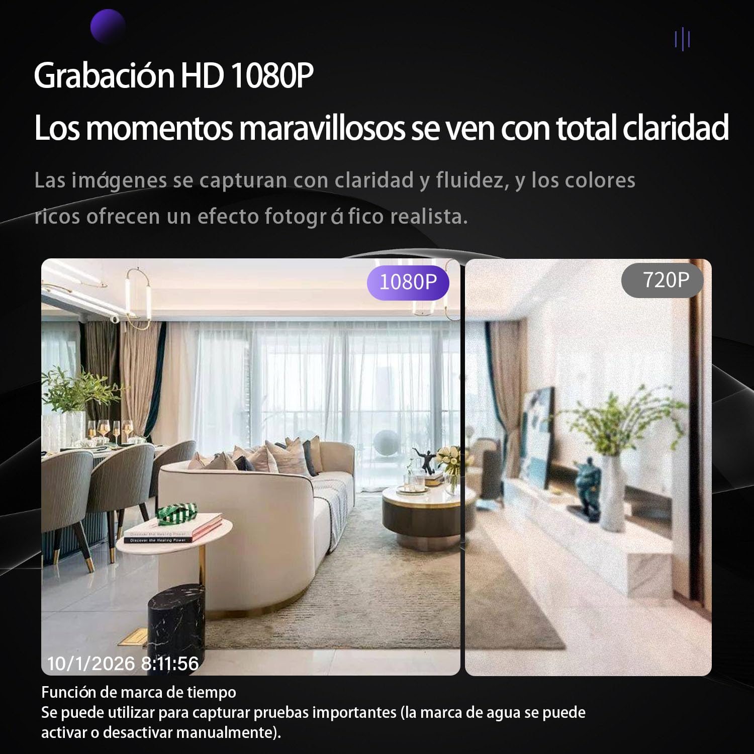 Mini Cámara de Niñera HD 1080P - Mini Cámara Espía - Detección de Movimiento, Grabación en Bucle, Visión Nocturna Automática, Sensor de Gravedad