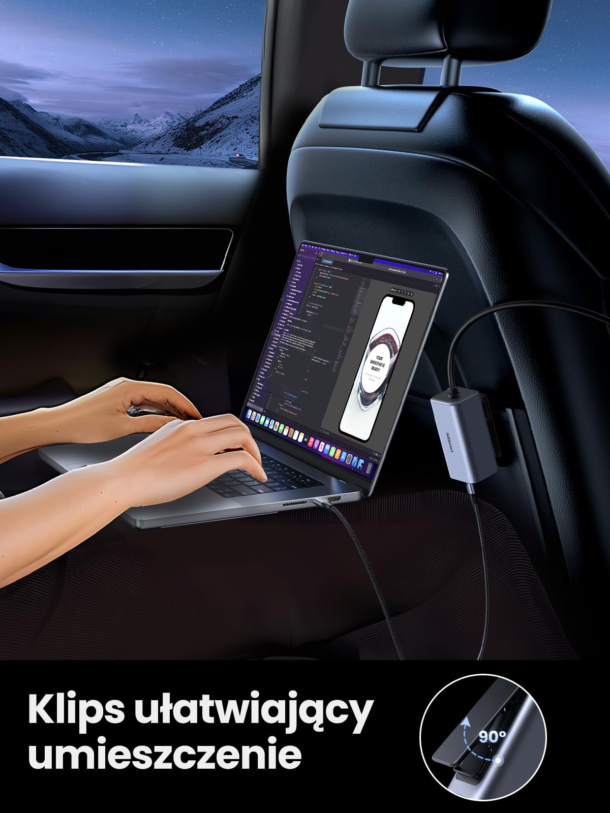 UGREEN 150W GaN zapalniczka samochodowa USB PD3.1 4-portowy rozdzielacz zapalniczki USB C kompatybilny z iPhone 17/16/15/14/13, MacBook Pro/Air, Surface Pro, Galaxy S25/S24/S23, iPad Pro itp.