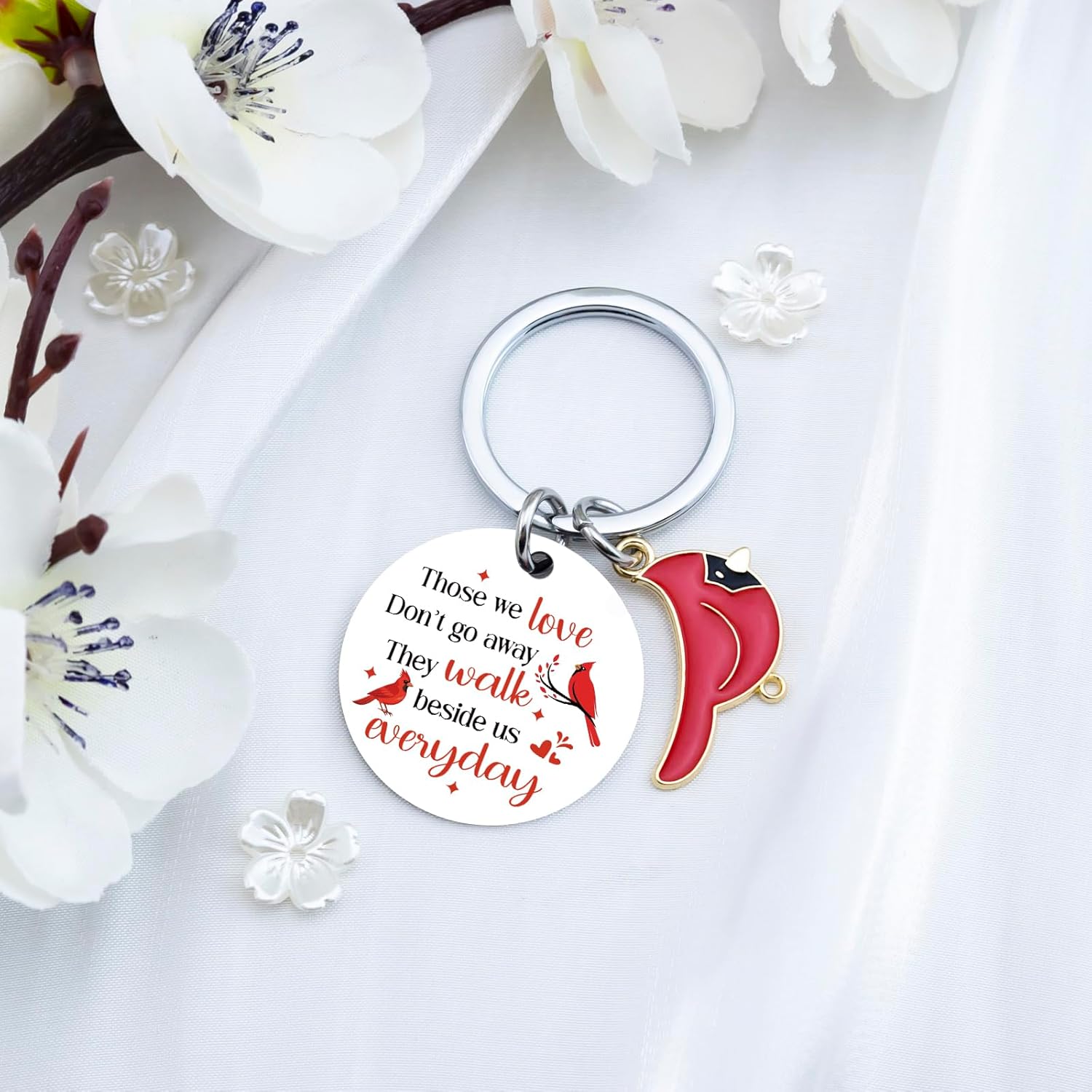 Cardinal Keychain Memorial Gifts for Loss Loved Ones Best Bereavement Gifts Condolence Keychain for Funerals Anniversaries Red Cardinal Bird Sympathy Gift for Friends Relatives - Image 5
