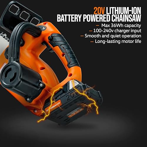 Miniatura 3 de SuperHandy Mini motosierra eléctrica inalámbrica de 8 pulgadas 20 V 2.0 Ah ligero árbol de madera corte forestal paisajismo