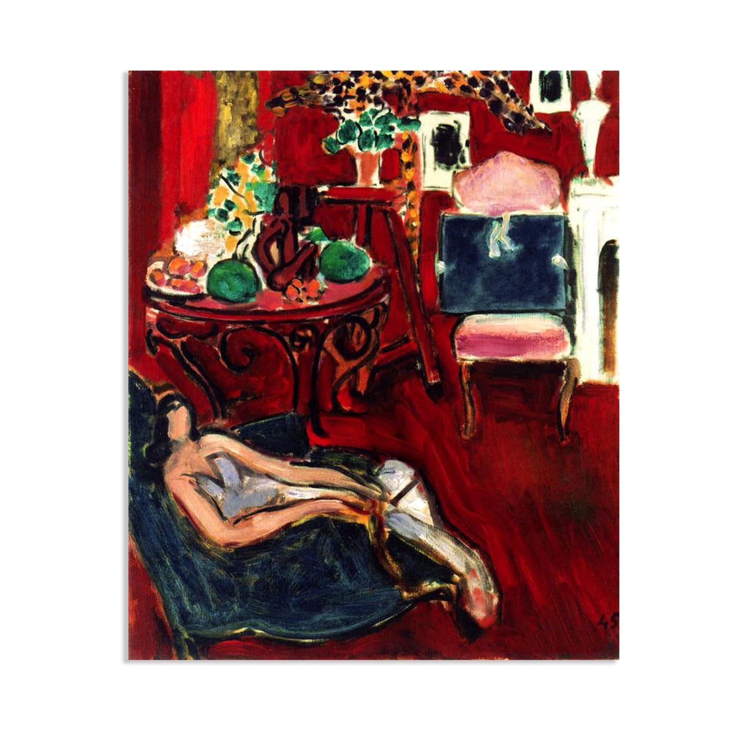 MYCGGDGH Henri Matisse Painting Reproduction Blue Sketchbook Henri Matisse abstract art canvas wall reproductions classic poster for living room Bathroom Office 80x60cm(31x24in) poster