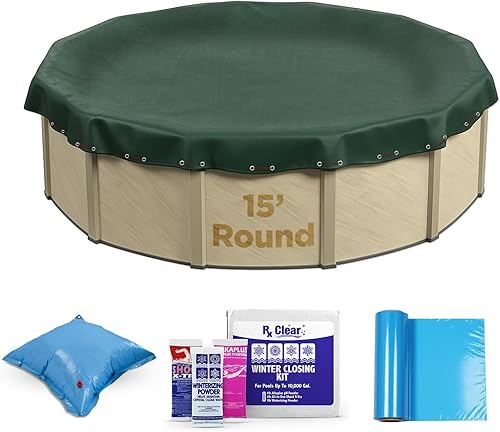 Buffalo Blizzard Ripstopper - Funda de invierno verde para piscina redonda sobre el suelo de 15 pies, superposición de 4 pies que permite una
