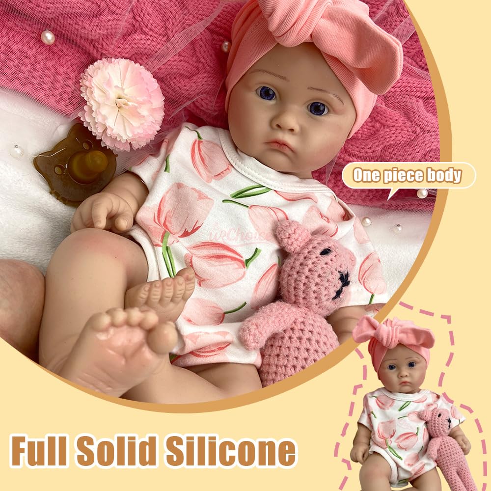Generisch 18 Zoll Ultra-realistische Silikon-Reborn-Babypuppe – Handbemaltes Neugeborenen-Spielzeug mit lebensechter Hauttextur, weich und beschwert – Für Kinder ab 3 Jahren